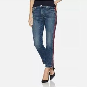 Hudson Zoeey‎ High Rise Straight Jeans 27 Ankle Crop Stripe Refo Distressed Y2K